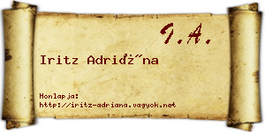 Iritz Adriána névjegykártya